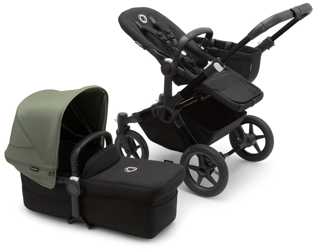 Bugaboo Donkey 5 Mono Complete Single-to-Double Stroller Bundle - Black / Midnight Black / Forest Green - 100002045-100003033