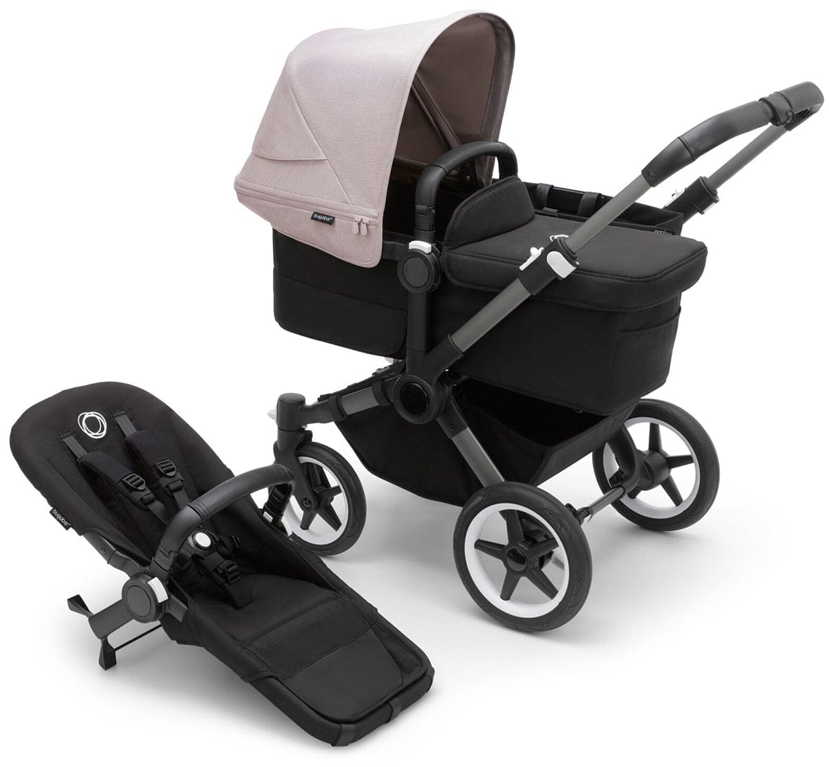Bugaboo Donkey 5 Mono Complete Single-to-Double Stroller Bundle - Graphite / Midnight Black / Misty White - 100002031-100003007