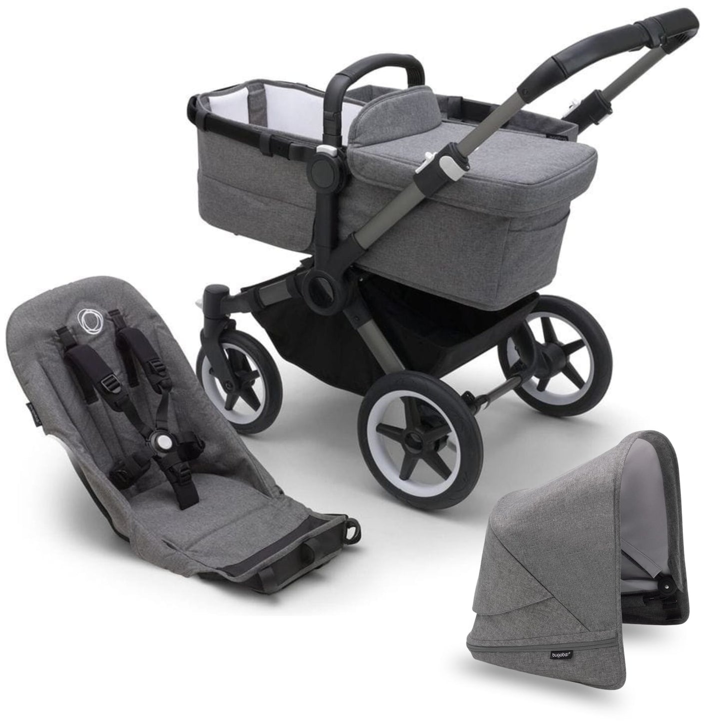 Bugaboo Donkey 5 Mono Complete Single-to-Double Stroller - Graphite  / Grey Melange / Grey Melange - 100002046 - 100003043