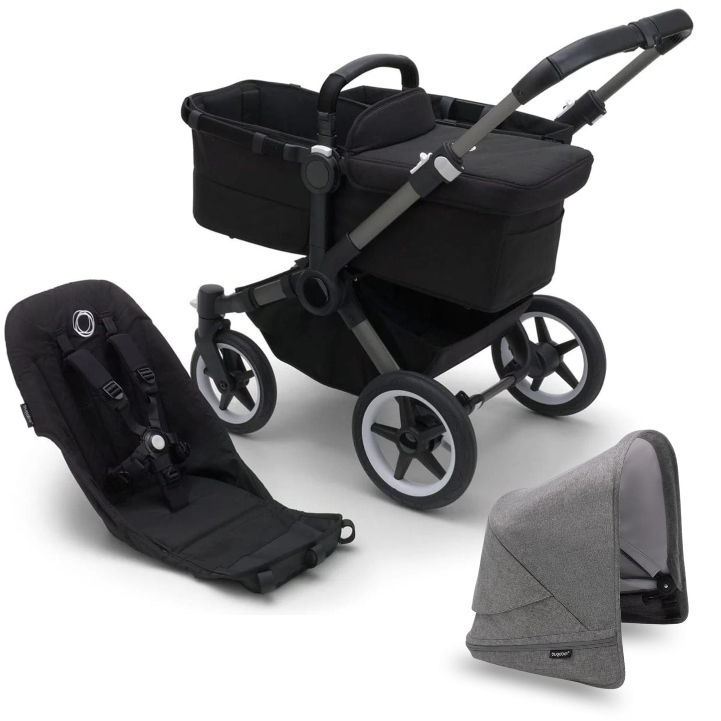 Bugaboo Donkey 5 Mono Complete Single-to-Double Stroller - Graphite  / Midnight Black / Grey Melange - 100002031 - 100003043