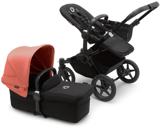 Bugaboo Donkey 5 Mono Complete Single-to-Double Stroller Bundle - Black / Midnight Black / Sunrise Red