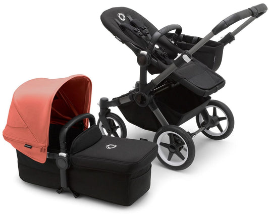 Bugaboo Donkey 5 Mono Complete Single-to-Double Stroller Bundle - Graphite / Midnight Black / Sunrise Red
