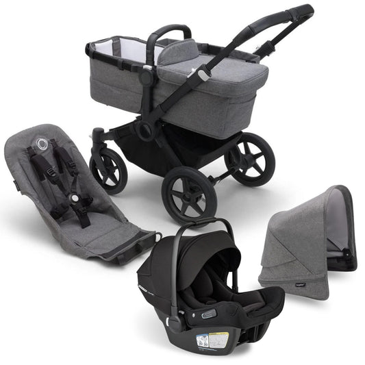 Bugaboo Donkey 5 Mono + Turtle Air Shield Travel System Bundle - Black / Grey Melange / Grey Melange / Black - TS - 100002047 - 100003043