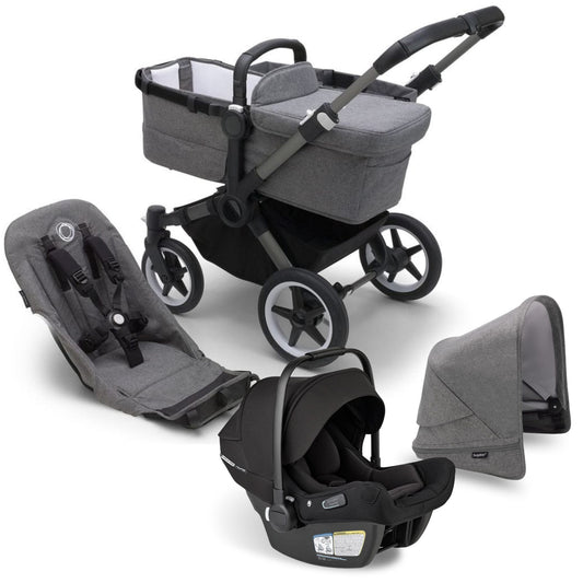 Bugaboo Donkey 5 Mono + Turtle Air Shield Travel System Bundle - Graphite  / Grey Melange / Grey Melange / Black - TS - 100002046 - 100003043