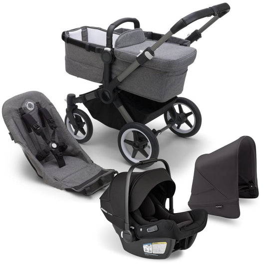 Bugaboo Donkey 5 Mono + Turtle Air Shield Travel System Bundle - Graphite  / Grey Melange / Midnight Black / Black - TS - 100002046 - 100003044