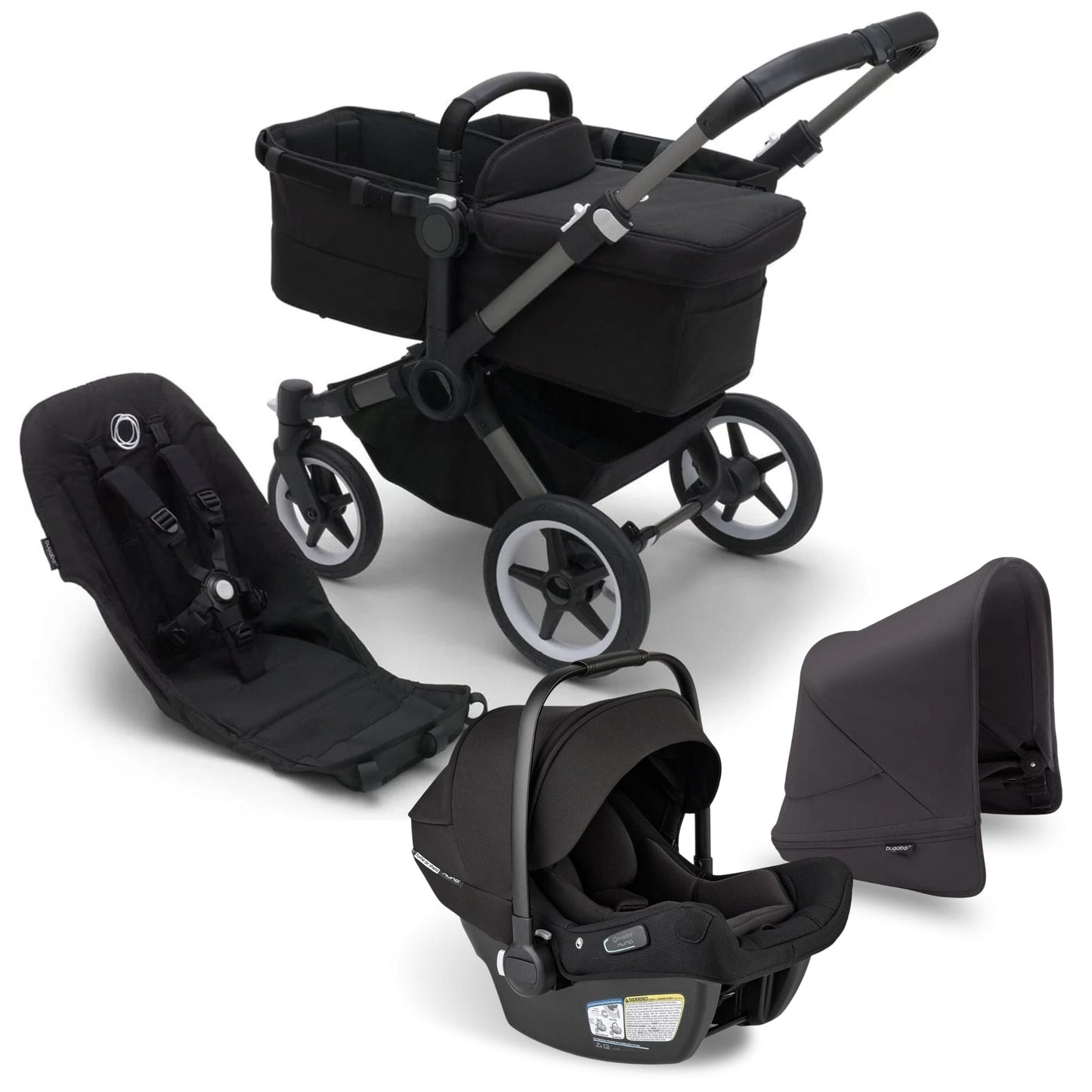 Bugaboo Donkey 5 Mono + Turtle Air Shield Travel System Bundle - Graphite  / Midnight Black / Midnight Black / Black - TS - 100002031 - 100003044