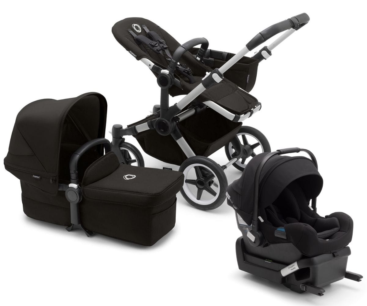 Bugaboo Donkey 5 Mono + Turtle One Travel System Bundle - Aluminum / Midnight Black / Midnight Black / Black - D5-MONO-TS-100000047-TO