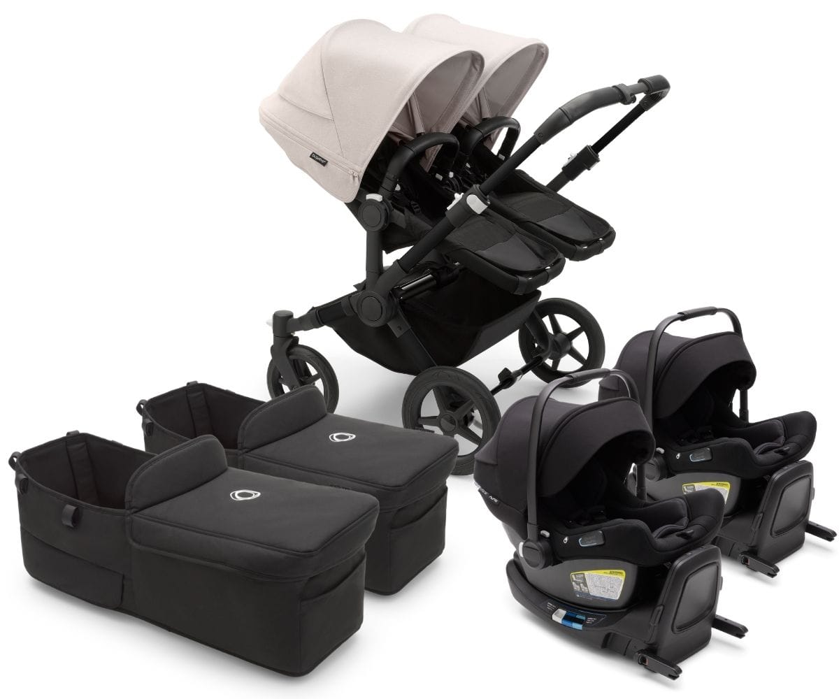 Bugaboo Donkey 5 + Turtle Air Twin Travel System Bundle - Black / Midnight Black / Misty White / Black - D5-TWIN-TS-100000012-TA