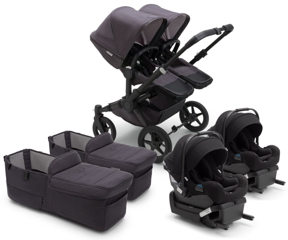 Bugaboo Donkey 5 + Turtle One Mineral Twin Travel System Bundle - Black / Washed Black / Black
