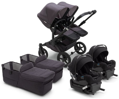 Bugaboo Donkey 5 + Turtle One Mineral Twin Travel System Bundle - Black / Washed Black / Black