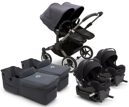 Bugaboo Donkey 5 + Turtle One Twin Travel System Bundle - Graphite / Stormy Blue / Stormy Blue / Black