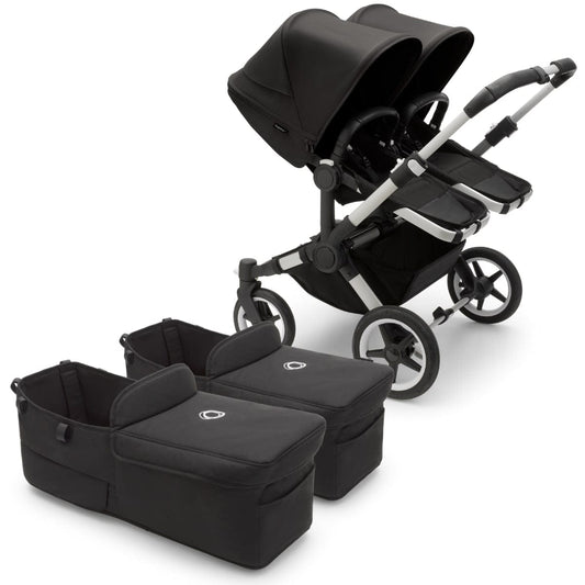 Bugaboo Donkey 5 Twin Complete Stroller Bundle - Aluminum / Midnight Black / Midnight Black / Black - D5-TWIN-100000047