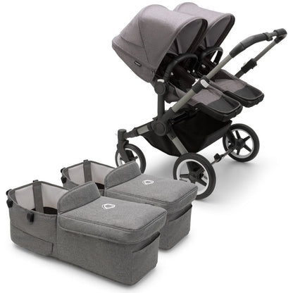 Bugaboo Donkey 5 Twin Complete Stroller Bundle - Graphite / Grey Melange / Grey Melange - D5-TWIN-100002046-100003043
