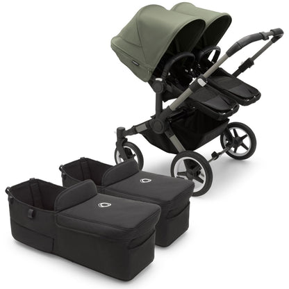 Bugaboo Donkey 5 Twin Complete Stroller Bundle - Graphite / Midnight Black / Forest Green - D5-TWIN-100002040-100003033