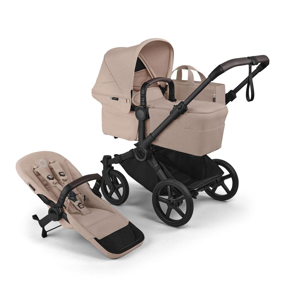 Bugaboo Donkey 6 Complete Single-to-Double Stroller - Black / Desert Taupe Melange / Desert Taupe Melange - 100370032