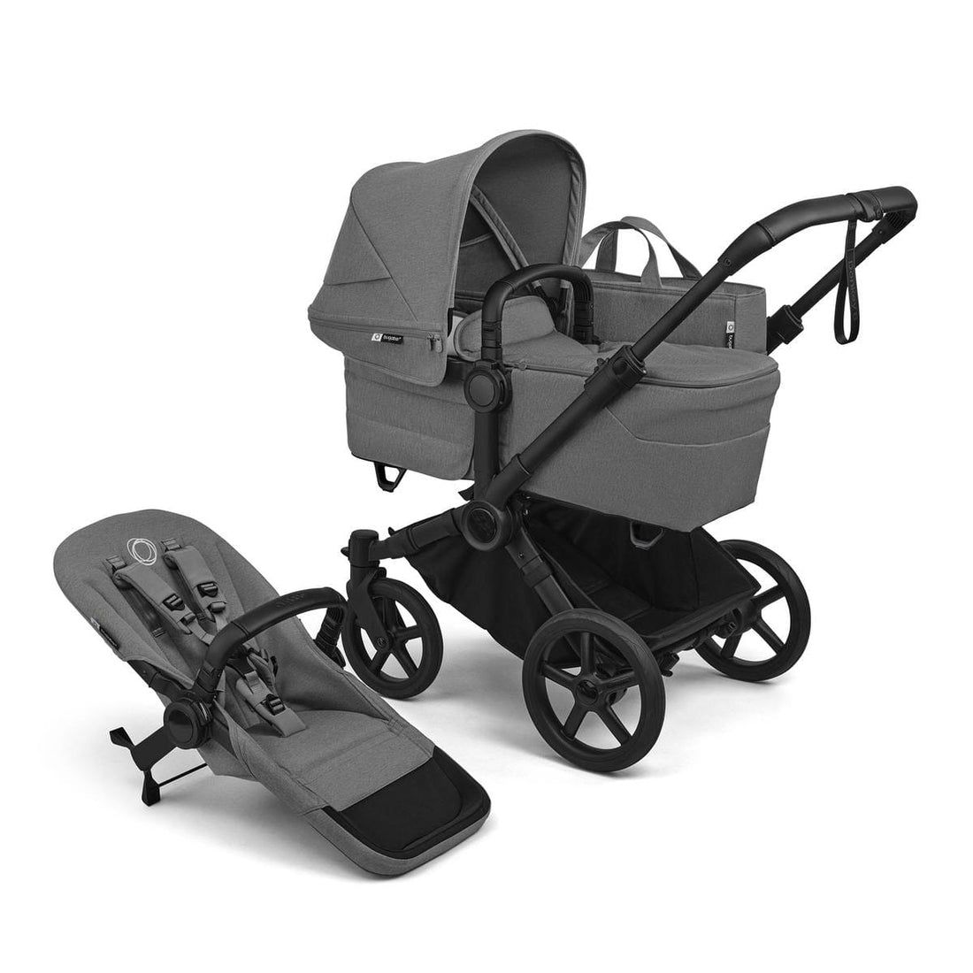 Bugaboo Donkey 6 Complete Single-to-Double Stroller - Black / Moon Grey / Moon Grey - 100370031