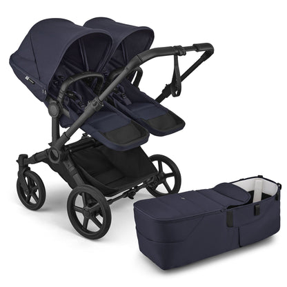 Bugaboo Donkey 6 Duo Complete Stroller Bundle - Black / Deep Indigo / Deep Indigo - D6-DUO-100370030
