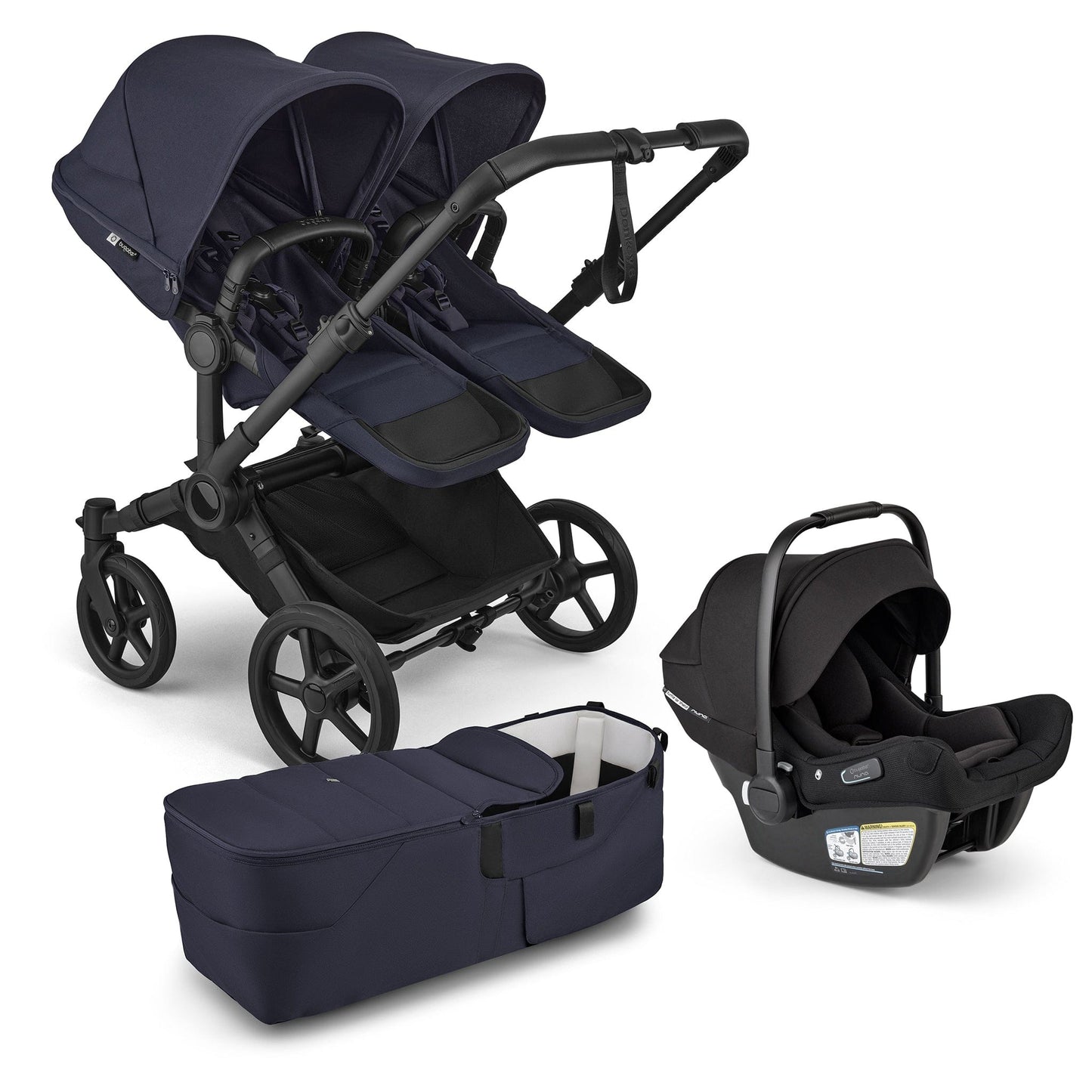 Bugaboo Donkey 6 Duo + Turtle Air Shield Travel System Bundle - Black / Deep Indigo / Deep Indigo - D6-DUO-TRVL-100370030