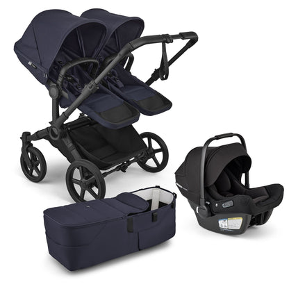 Bugaboo Donkey 6 Duo + Turtle Air Shield Travel System Bundle - Black / Deep Indigo / Deep Indigo - D6-DUO-TRVL-100370030