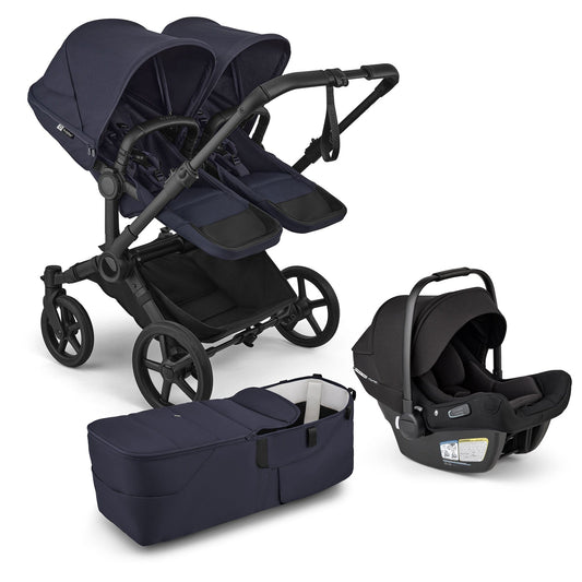 Bugaboo Donkey 6 Duo + Turtle Air Shield Travel System Bundle - Black / Deep Indigo / Deep Indigo - D6-DUO-TRVL-100370030