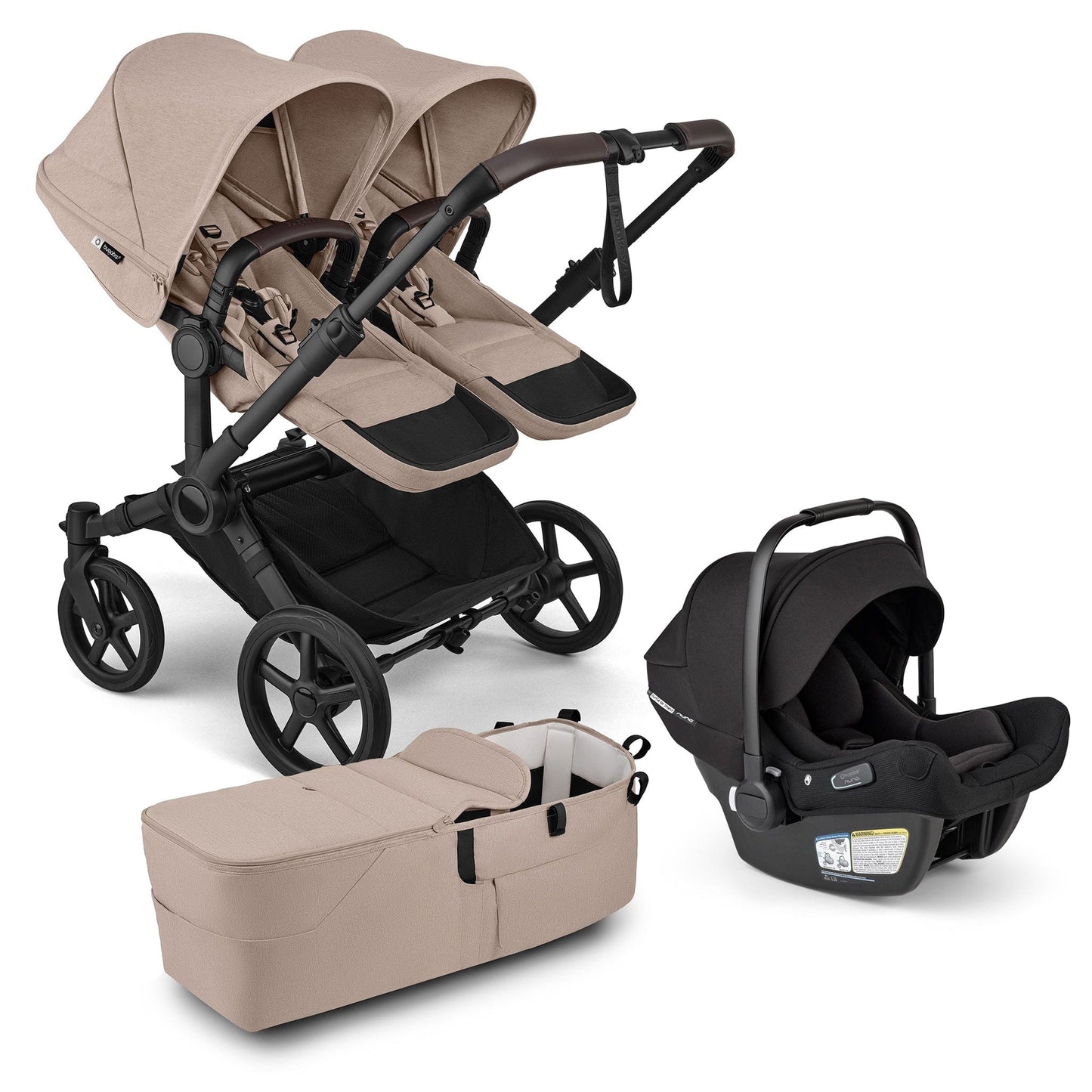 Bugaboo Donkey 6 Duo + Turtle Air Shield Travel System Bundle - Black / Desert Taupe Melange / Desert Taupe Melange - D6-DUO-TRVL-100370032