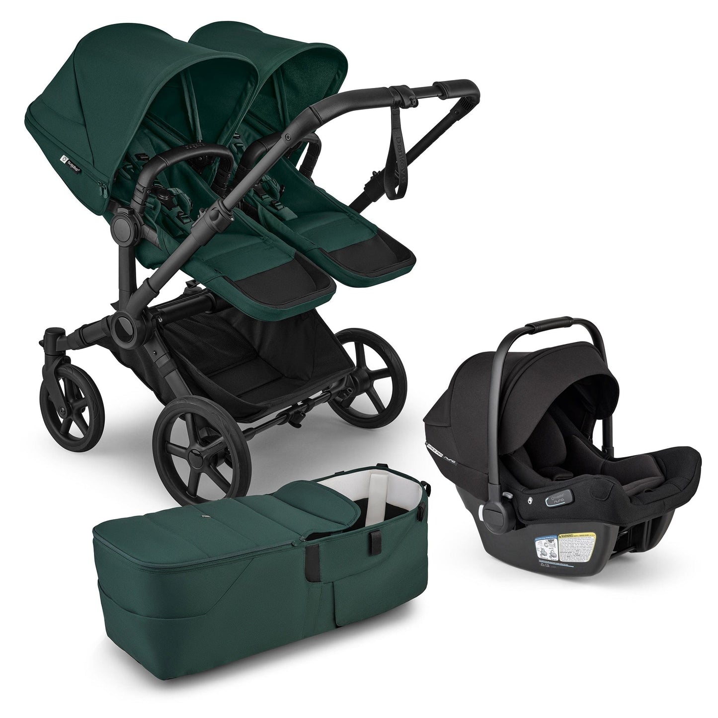 bugaboo Donkey 6 Duo Essential Bundle far green for 2 children with 4 wheels