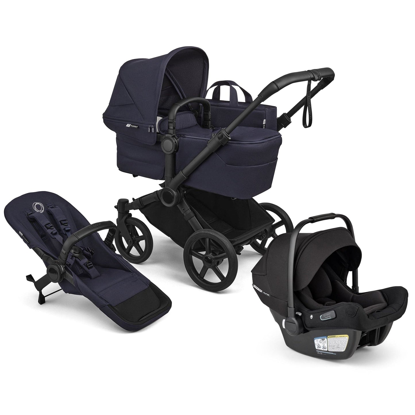 Bugaboo Donkey 6 Mono + Turtle Air Shield Travel System Bundle - Black / Deep Indigo / Deep Indigo - D6-TRVL-100370030