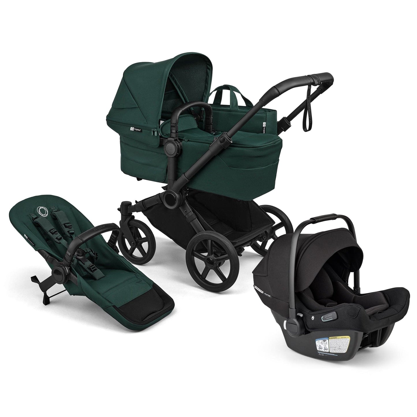 Bugaboo Donkey 6 Mono + Turtle Air Shield Travel System Bundle - Black / Fern Green / Fern Green - D6-TRVL-100370033
