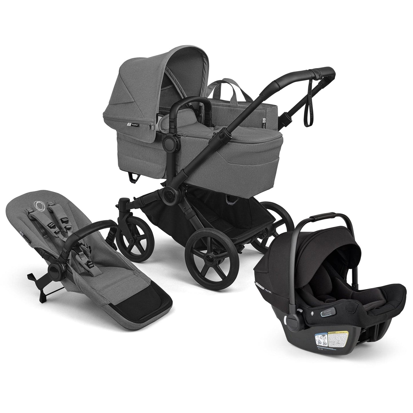 Bugaboo Donkey 6 Mono + Turtle Air Shield Travel System Bundle - Black / Moon Grey / Moon Grey - D6-TRVL-100370031