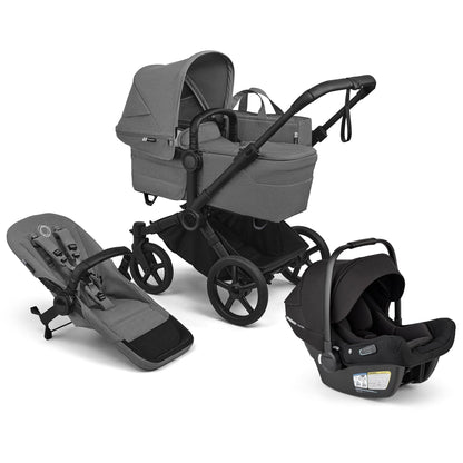 Bugaboo Donkey 6 Mono + Turtle Air Shield Travel System Bundle - Black / Moon Grey / Moon Grey - D6-TRVL-100370031
