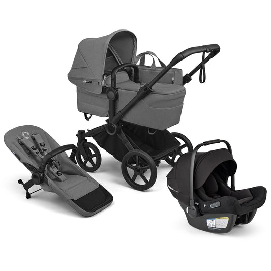Bugaboo Donkey 6 Mono + Turtle Air Shield Travel System Bundle - Black / Moon Grey / Moon Grey - D6-TRVL-100370031