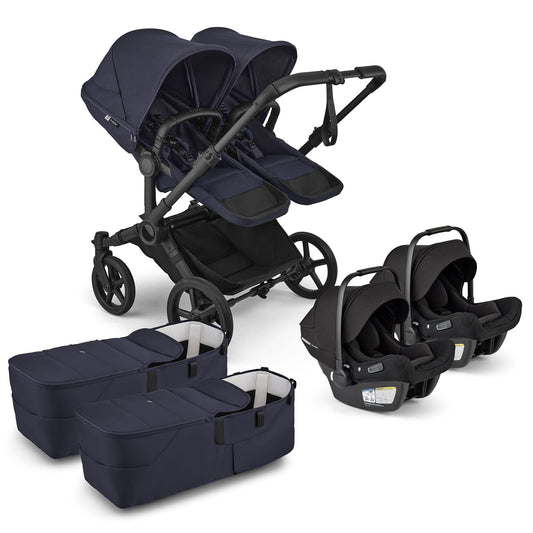 Bugaboo Donkey 6 + Turtle Air Shield Twin Travel System Bundle - Black / Deep Indigo / Deep Indigo - D6-TWIN-TRVL-100370030