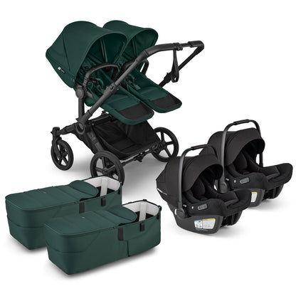 Bugaboo Donkey 6 + Turtle Air Shield Twin Travel System Bundle - Black / Fern Green / Fern Green - D6-TWIN-TRVL-100370033