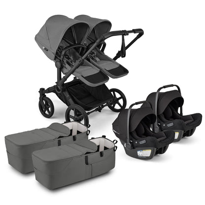 Bugaboo Donkey 6 + Turtle Air Shield Twin Travel System Bundle - Black / Moon Grey / Moon Grey - D6-TWIN-TRVL-100370031