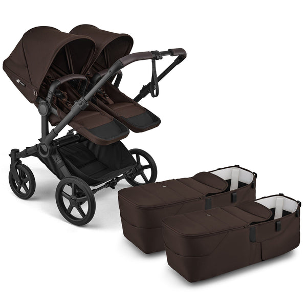 Bugaboo Donkey 6 Double Stroller Black/Cocoa Brown-Cocoa Brown