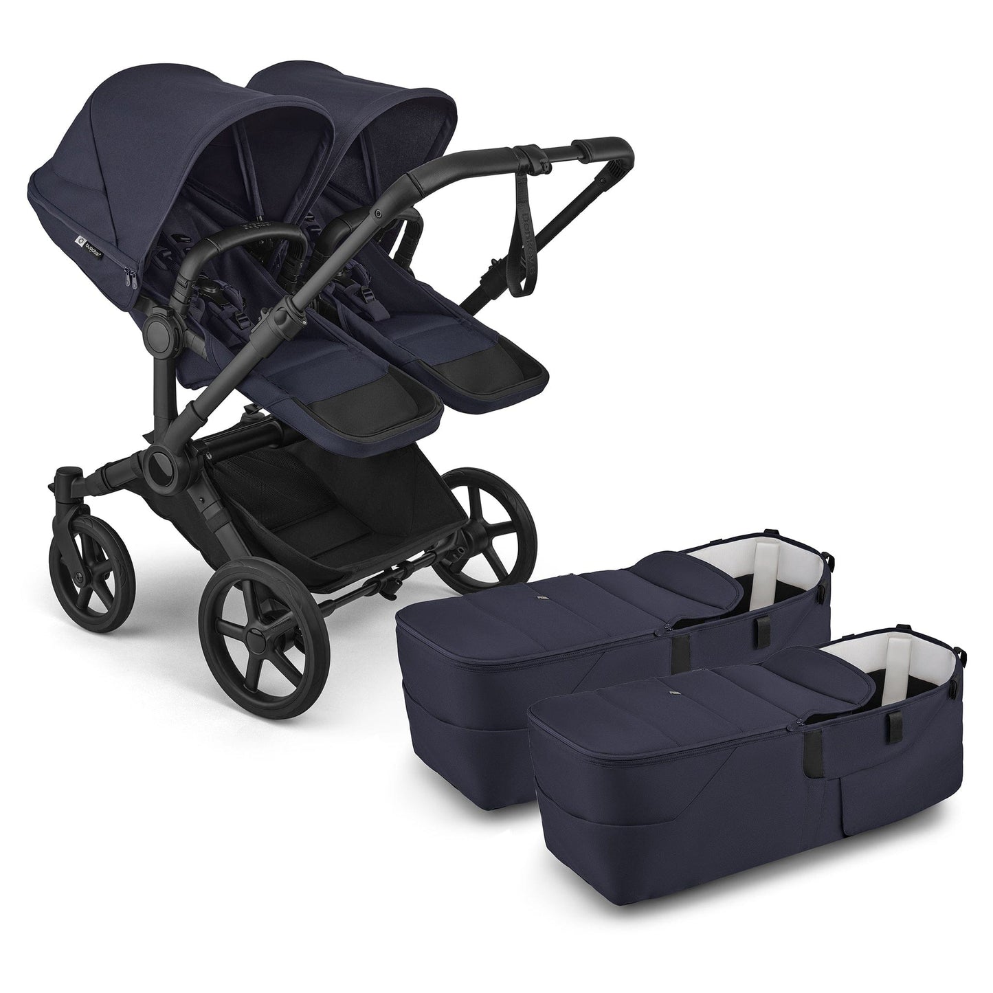 Bugaboo Donkey 6 Twin Complete Stroller Bundle - Black / Deep Indigo / Deep Indigo - D6-TWIN-100370030