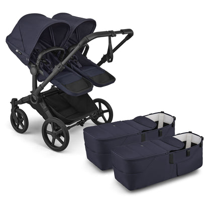 Bugaboo Donkey 6 Twin Complete Stroller Bundle - Black / Deep Indigo / Deep Indigo - D6-TWIN-100370030