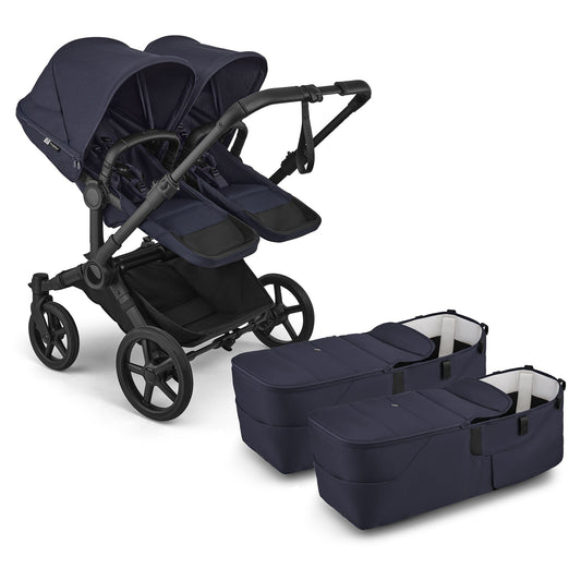 Bugaboo Donkey 6 Twin Complete Stroller Bundle - Black / Deep Indigo / Deep Indigo - D6-TWIN-100370030