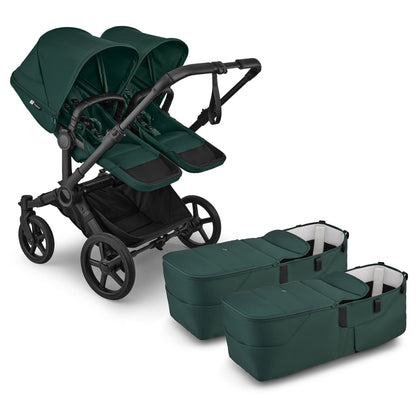 Bugaboo Donkey 6 Twin Complete Stroller Bundle - Black / Fern Green / Fern Green - D6-TWIN-100370033
