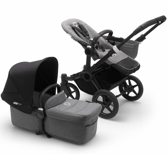 Bugaboo Donkey3 Mono Complete Single to Double Stroller - Black/Grey Melange/Black - D3MONO-BLK-GRY-BLK