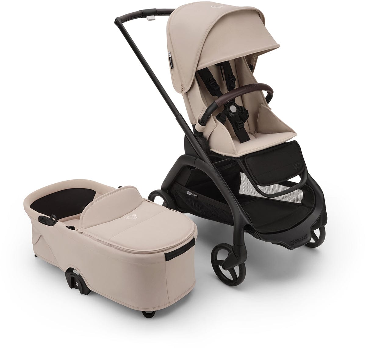 Bugaboo Dragonfly Complete Lightweight Compact Stroller + Bassinet - Black / Desert Taupe / Desert Taupe - 100292003