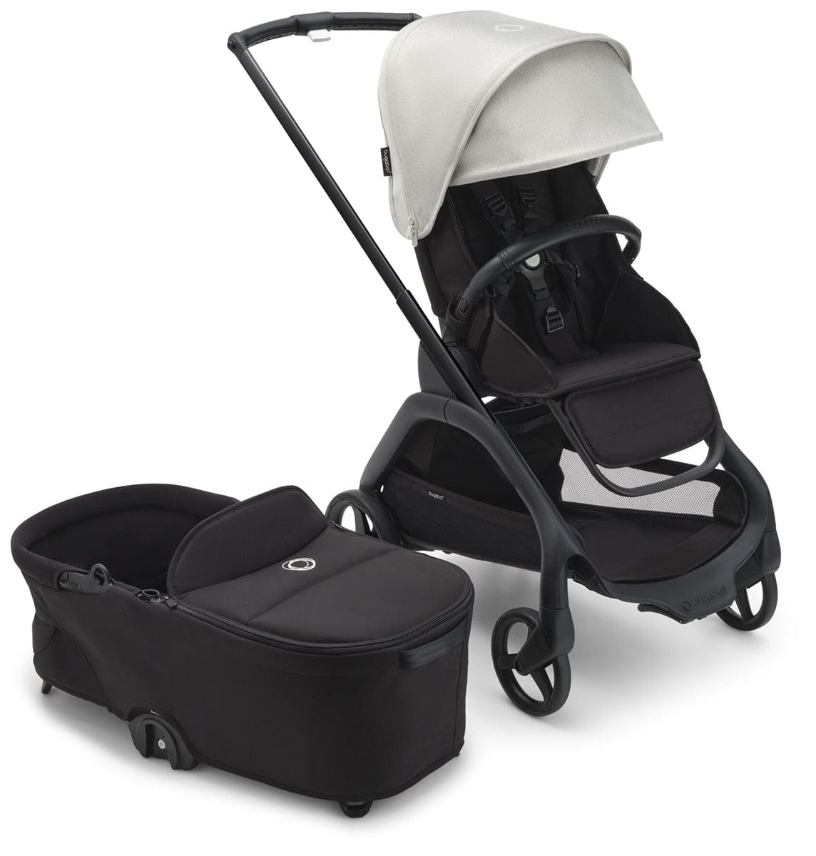 Bugaboo Dragonfly Complete Lightweight Compact Stroller + Bassinet - Black / Midnight Black / Misty White (Albee Exclusive) - 100176045