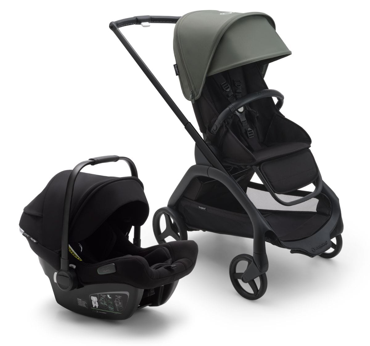 Bugaboo Dragonfly + Turtle Air Travel System Bundle - Black / Forest Green / Forest Green / Black - 100176062-80803ZW03