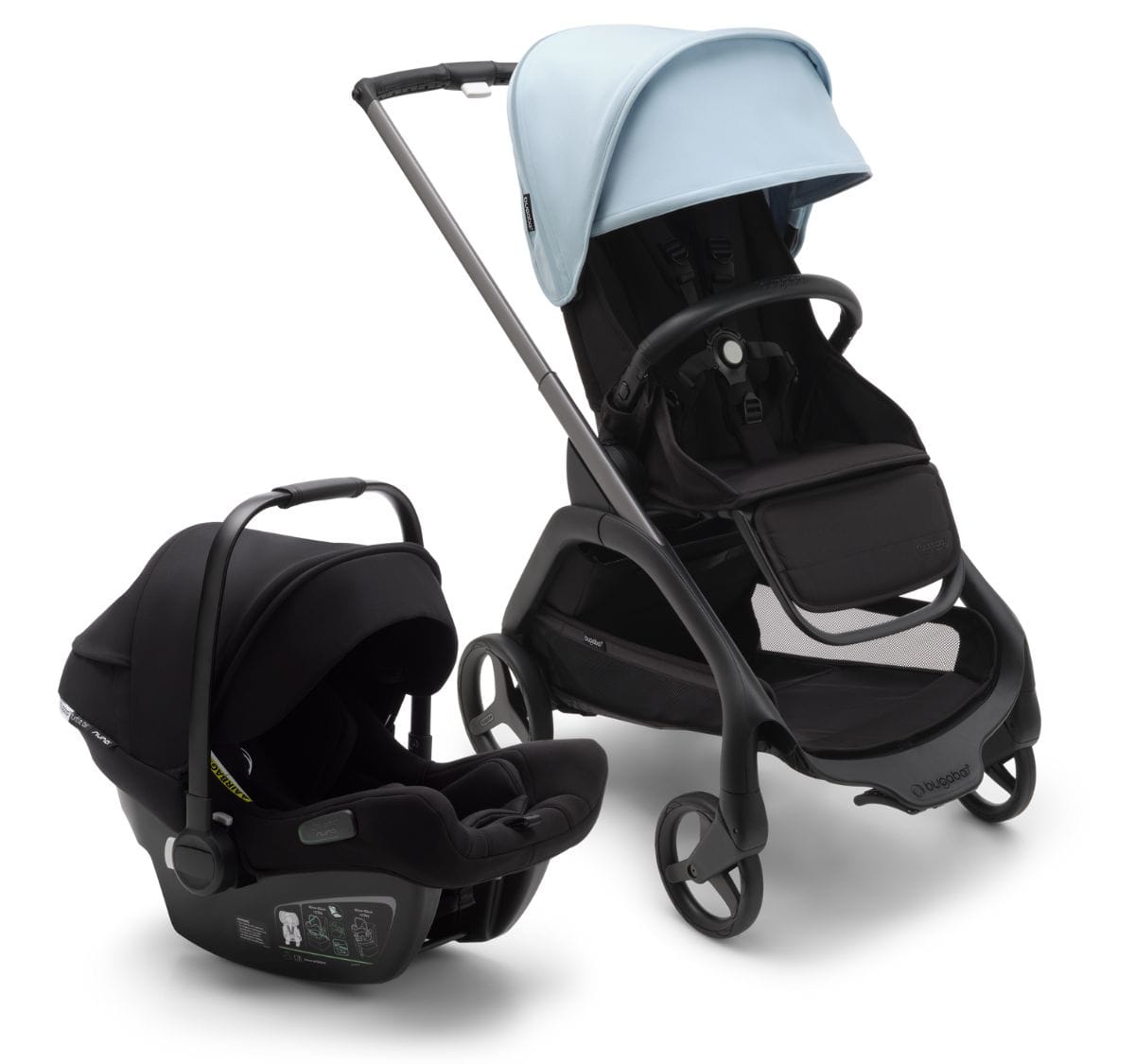 Bugaboo Dragonfly + Turtle Air Travel System Bundle - Graphite / Midnight Black / Skyline Blue / Black - 100176038-80803ZW03