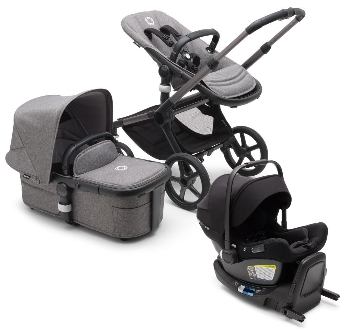 Bugaboo Fox 5 + Turtle Air Travel System Bundle - Graphite / Grey Melange / Grey Melange / Black - 100051035-80803ZW03