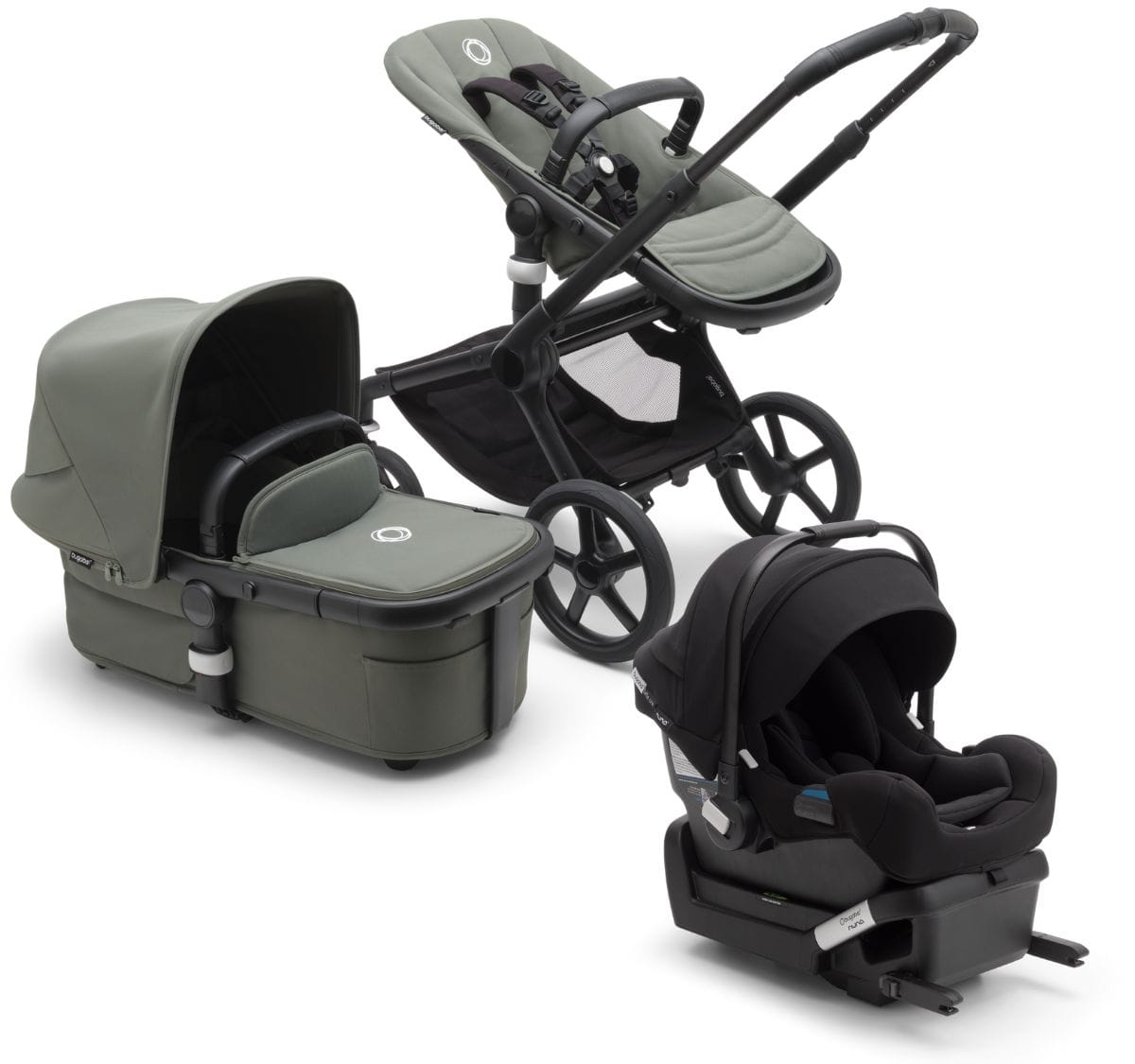 Bugaboo Fox 5 + Turtle One Travel System Bundle - Black / Forest Green / Forest Green / Black - 100051047-81703ZW01