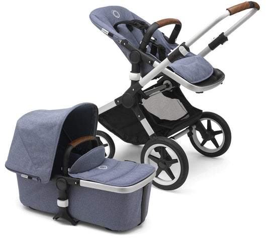 Bugaboo Fox Complete Stroller - Aluminum/Blue Melange