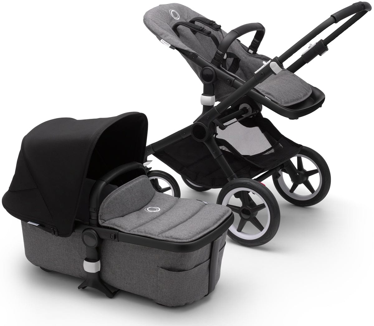 Bugaboo Fox2 Complete Stroller - Black/Grey Melange/Black - FOX2-BLK-GRY-BLK