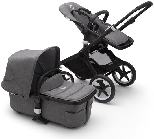 Bugaboo Fox2 Complete Stroller - Black/Grey Melange/Grey Melange - FOX2-BLK-GRY-GRY