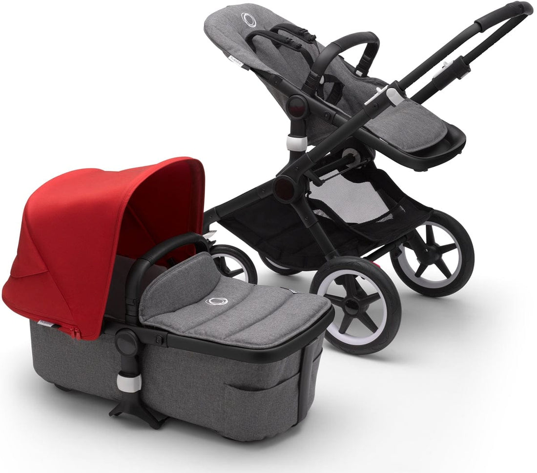 Bugaboo Fox2 Complete Stroller - Black/Grey Melange/Red - FOX2-BLK-GRY-RED